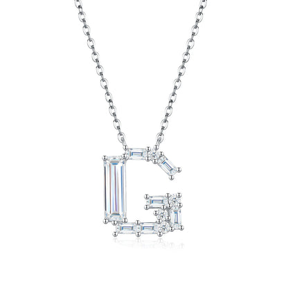PureNew 26 Letter A-Z 4x12mm Moissanite Necklace For Women S925 Silver D Color 18k Plated Sparking Women's Moissanite Chain
