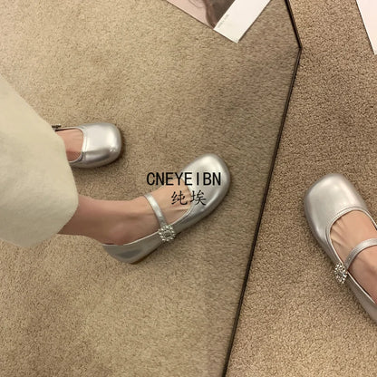 New Spring Autumn Women Ballet Flats Comfort Round Toe Soft Sole Leather Shoes Ladies Daily Wear Dress Mary Jane Shoes