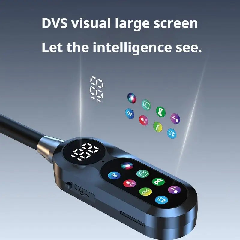 HD Screen Wireless Bluetooth 5.4 Headphones HiFi Sound Neckband Earphones For Live Karaoke Sports Gamer Headsets Noise Reduction