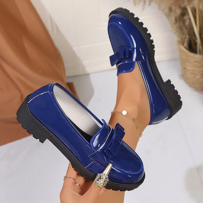 European and American Luxury Womens Leather Shoes Autumn New Outdoor Leisure Loafers Fashion Lacquer Leather Women's Shoes