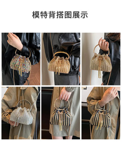 luxury Designer purses and handbags bags for women bucket clutch purse evening banquet bag Crystal rhinestone shoulder bag
