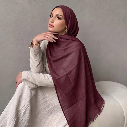 New Long Scarf Women Cotton Scarf Beach Hijab Shawls and Wraps 2026 Luxury Brand Solid Color  Echarpe Designer