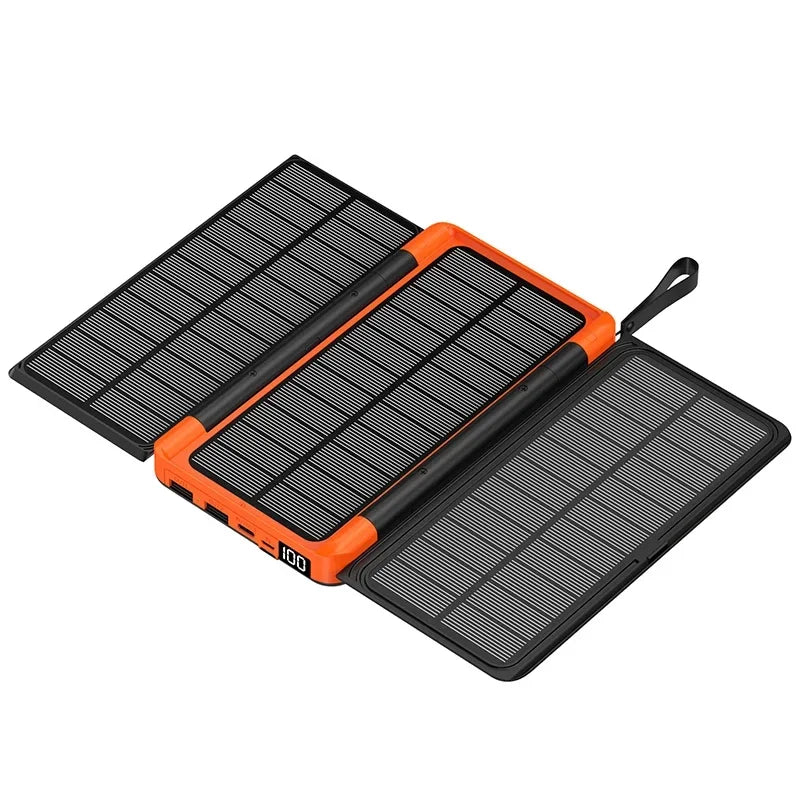 20000mAh Qi Wireless Solar Power Bank Outdoor External Battery Portable Powerbank for iPhone 14 Samsung Xiaomi Huawei Poverbank