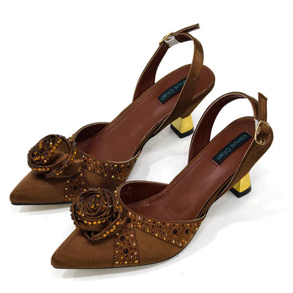 Doershow Beautiful High Quality African Style Ladies Shoes And Bags Set Latest Silver Italian Shoes And Bag Set For Party
