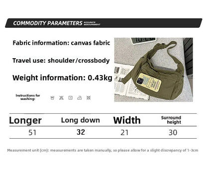 100% Cotton Shoulder Bags Women Large Capacity Canvas Tooling Packages Korea Style Cloth Crossbody Bags Solid Messenger Bags