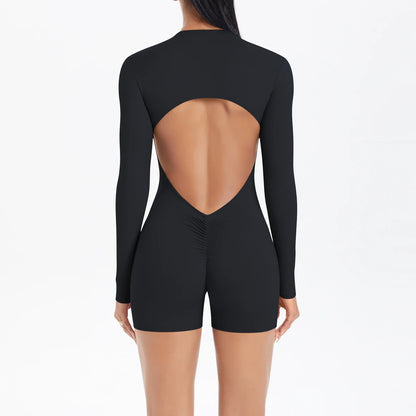 Women's Sports Shapewear Women Zipper Short Sleeve One Piece Gym Suit Breathable Quick Drying Sports Yoga Clothing Bodysuit