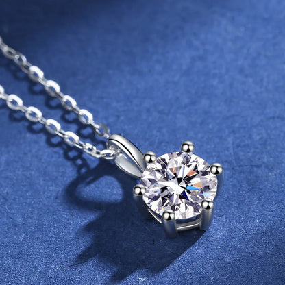JOIAS HOME Silver S925 1ct D COLRO Moissanite Round Gemstone Pendant Necklace Simple and Elegant O-Chain Fashion Versatile