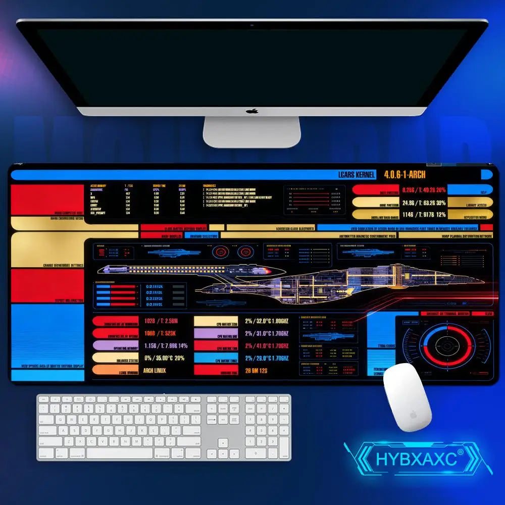 Starship Blueprint Pad Desk Pad HYBXAXC Gamer Computer Cabinet Star Trek Game Office Accessories Keyboard Anime Extended Large