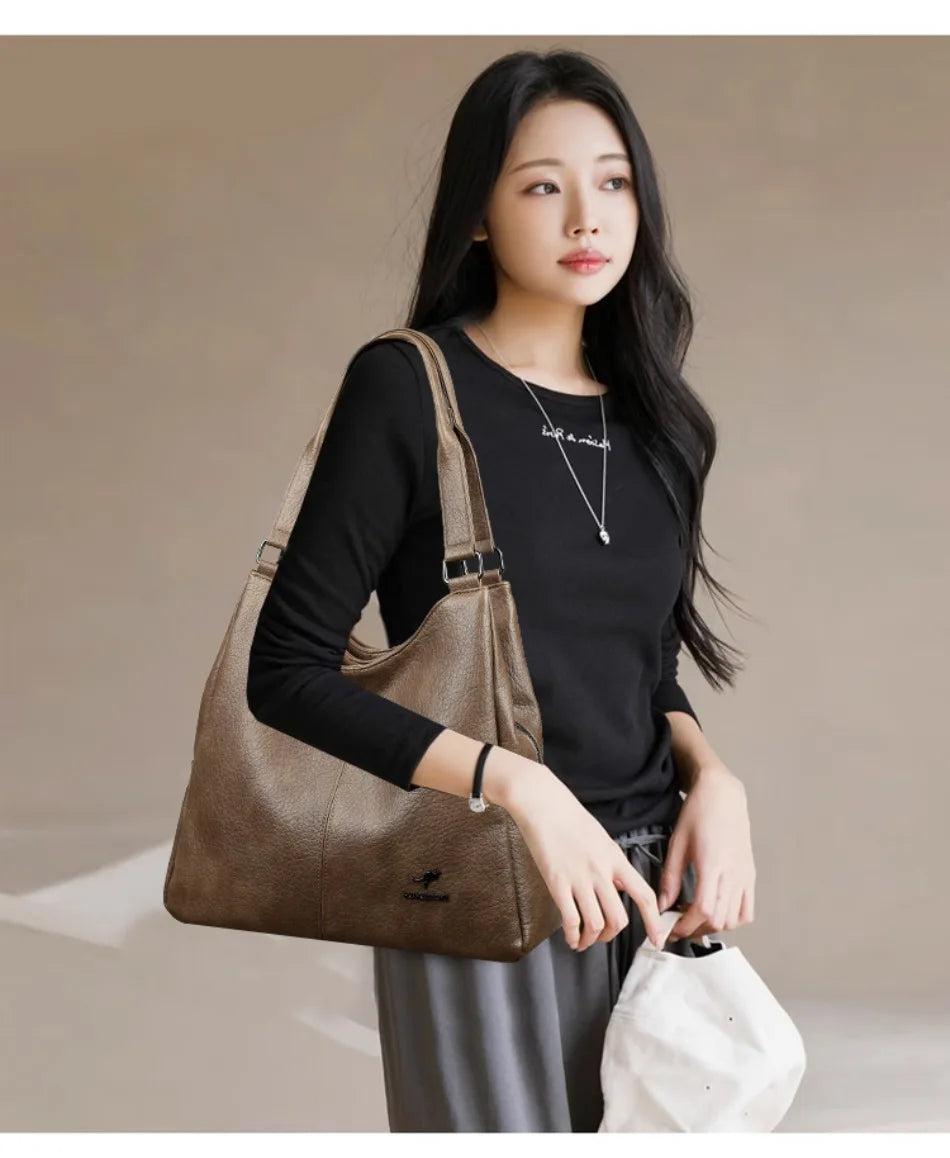 Three Layers Genuine Brand Tote Bag Luxury Handbags for Women Mom Shoulder Hand Bag Designer Top Quality Soft Leather Sac New