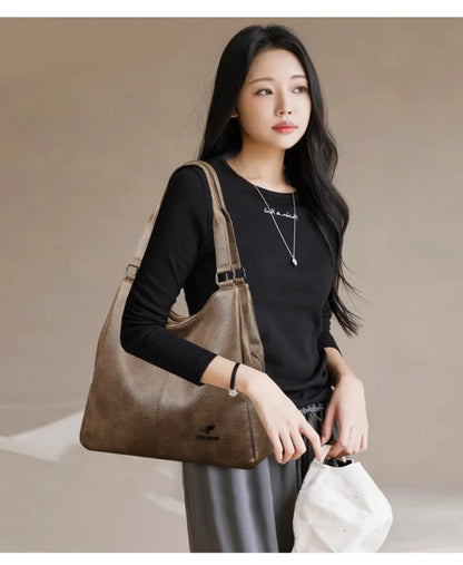 Three Layers Genuine Brand Tote Bag Luxury Handbags for Women Mom Shoulder Hand Bag Designer Top Quality Soft Leather Sac New