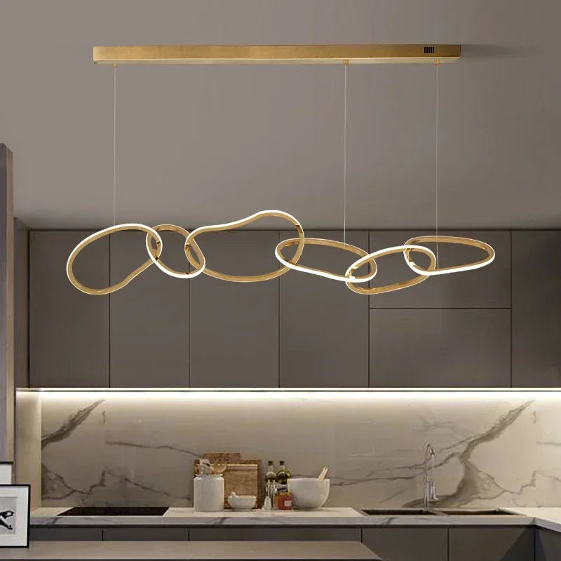Modern Rose Gold LED Chandeliers Ligthing Nordic Lustre Home Decor Circle Rings Chandelier Hanging Pendant Lights Fixtures