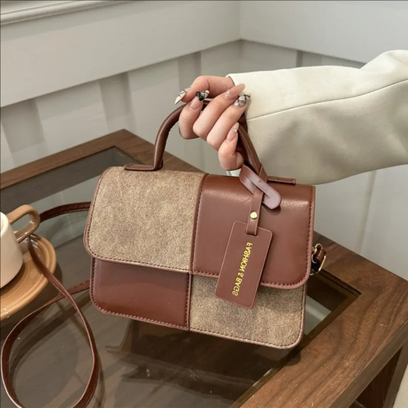 Elegant Women's Handbag Crossbody Shoulder Bag, Snap Closure Tote Bag, Everyday Accessory, Geometric Pattern, Fashion Lovers