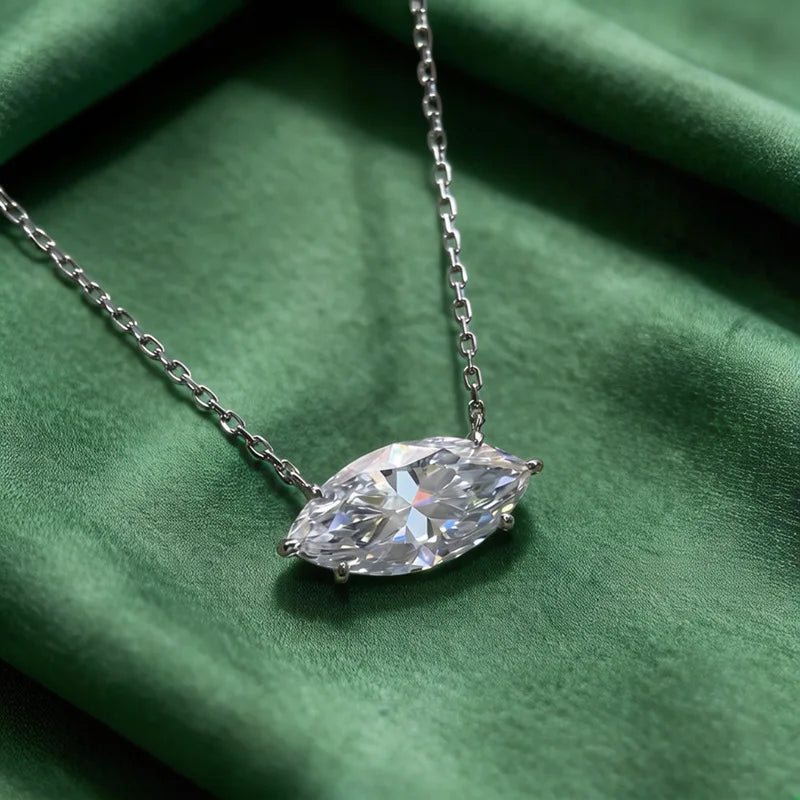 luxury 5 Carats Marquise Moissanite 18K Gold Plated Necklace for Women 925 Silver Classic Engagement Necklace with GRA Wholesale