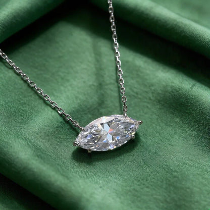 luxury 5 Carats Marquise Moissanite 18K Gold Plated Necklace for Women 925 Silver Classic Engagement Necklace with GRA Wholesale