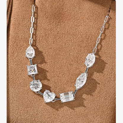 OEVAS 7-Stone Full Moissanite Pendant Necklace Can Pass Diamond Test For Women S925 Silver 18K Gold NeckChain Fine Jewelry Gift