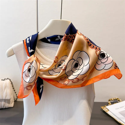 70*70cm Zebra Stripes Print Head Scarf for Women Silk Square Scarves Foulard Bandana Fashion Decorate Hijab Female Neckerchief