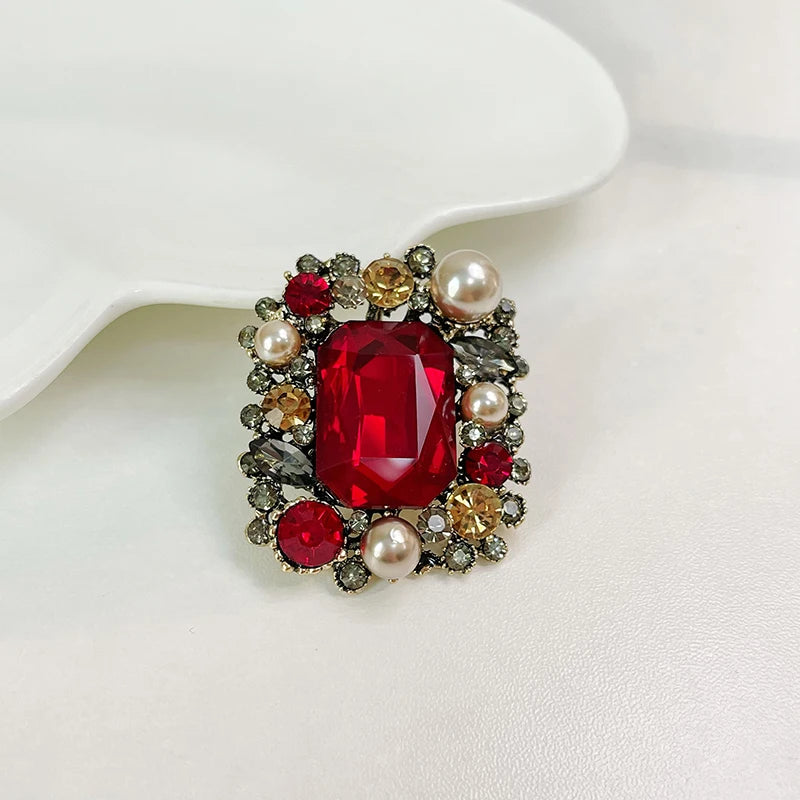 EASYA 2024 New Rhinestone Gemstone Shape Woman Clothes Brooch Classic Wedding Party Dress Crystal Accessories