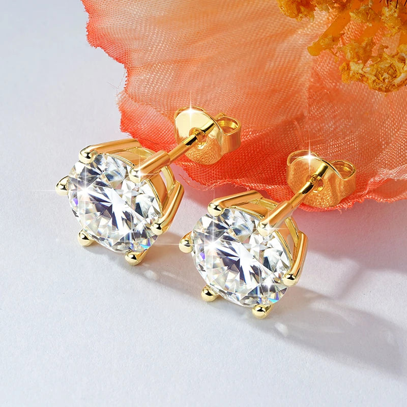 Lnngy 0.5ct-3ct D-Color Moissanite Stud Earring 14k Gold Filled Lab Created Imitation Diamond Earrings For Women Gilrs Jewelry