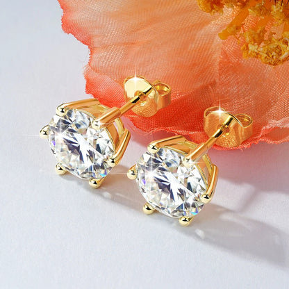 Lnngy 0.5ct-3ct D-Color Moissanite Stud Earring 14k Gold Filled Lab Created Imitation Diamond Earrings For Women Gilrs Jewelry
