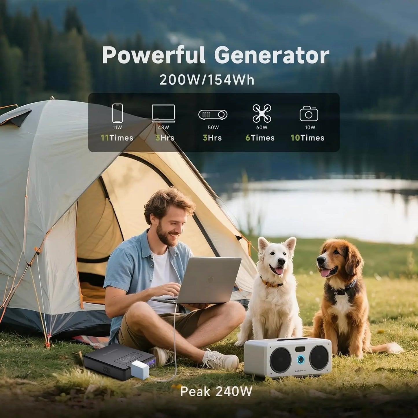 ALLPOWERS 200W Solar Powerbank 154Wh 41600mAh Portable Powerstation Emergency Backup Power with Wireless Charging for Camping RV