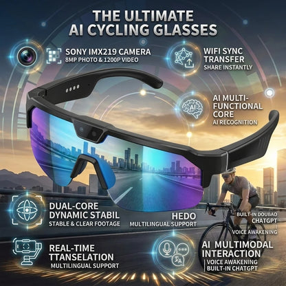 AI Smart Glasses With Camera 4K HD Video & Photo Capture, Real-Time Translation, 8MP Pixel Anti-shake Outdoor Sports Goggles Men