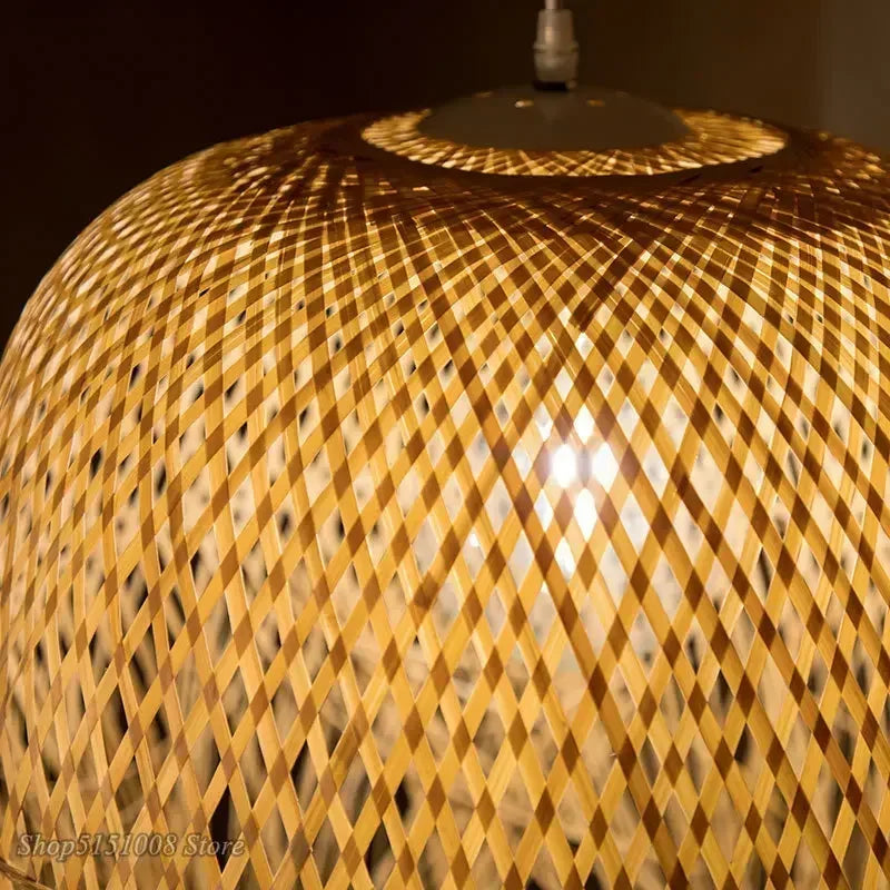 Chinese Bamboo  Hanging Chandelier Creative Lamps for Home Dining Table Room Pendant Led Lights Fixture Loft Style Decoration