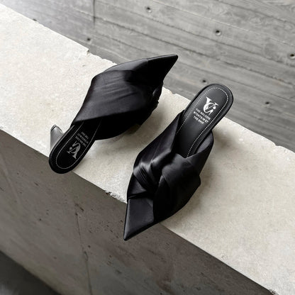 Women's Summer Sandals Luxury Satin Elegant Lady Pumps And Heels Peep Toe Dresss Party Wedding Shoes Pleated Sandal