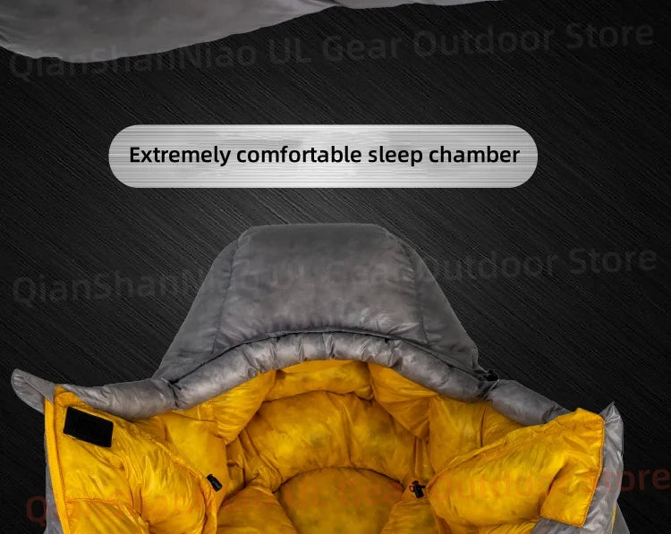 ICE FLAME Camping Mummy Gray Down Sleeping Bag Outdoor Ultralight 10D Unisex Sleeping Bag Traveling Hiking Mountain Climbing