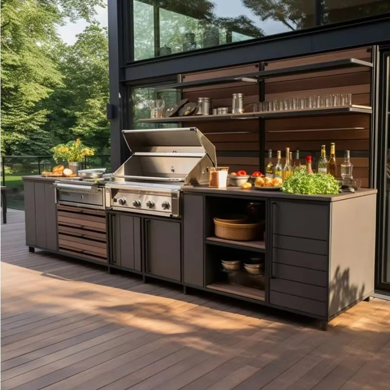 New Design Terrace Stainless Steel Outdoor Kitchen Cabinet Insect Resistant Easy Cleaning Hygienic Outdoor Garden Kitchen