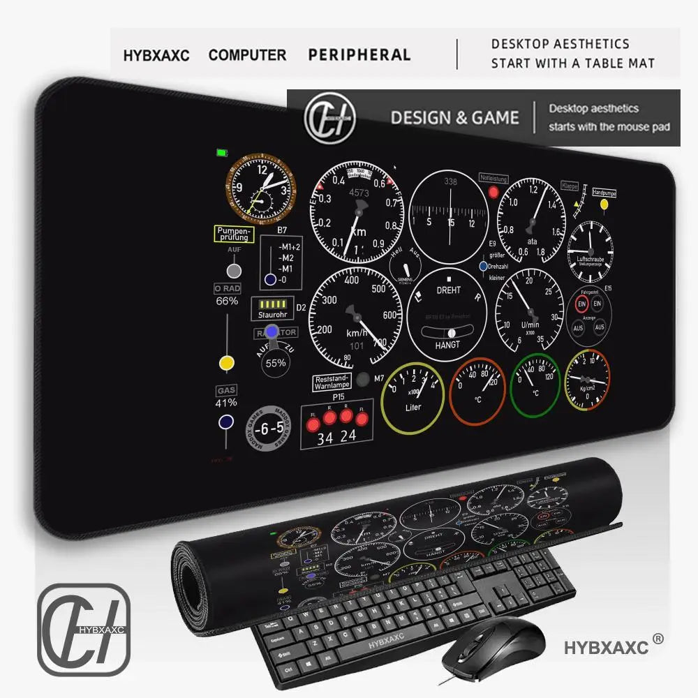 HYBXAXC Airplane Dashboard Mouse Pad Large Rubber Base Anti-slip Accessories Mousepad for Office & Gamer Keyboard Mats Decor Mat