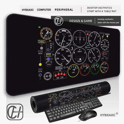 HYBXAXC Airplane Dashboard Mouse Pad Large Rubber Base Anti-slip Accessories Mousepad for Office & Gamer Keyboard Mats Decor Mat