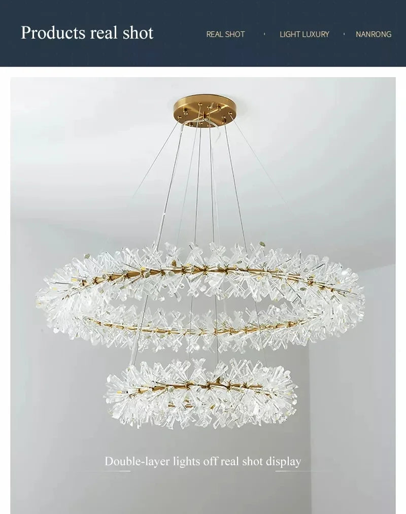 French crystal chandelier, romantic firefly, snowflake, light luxury, modern creativity, warm bedroom, dining room chandeliers