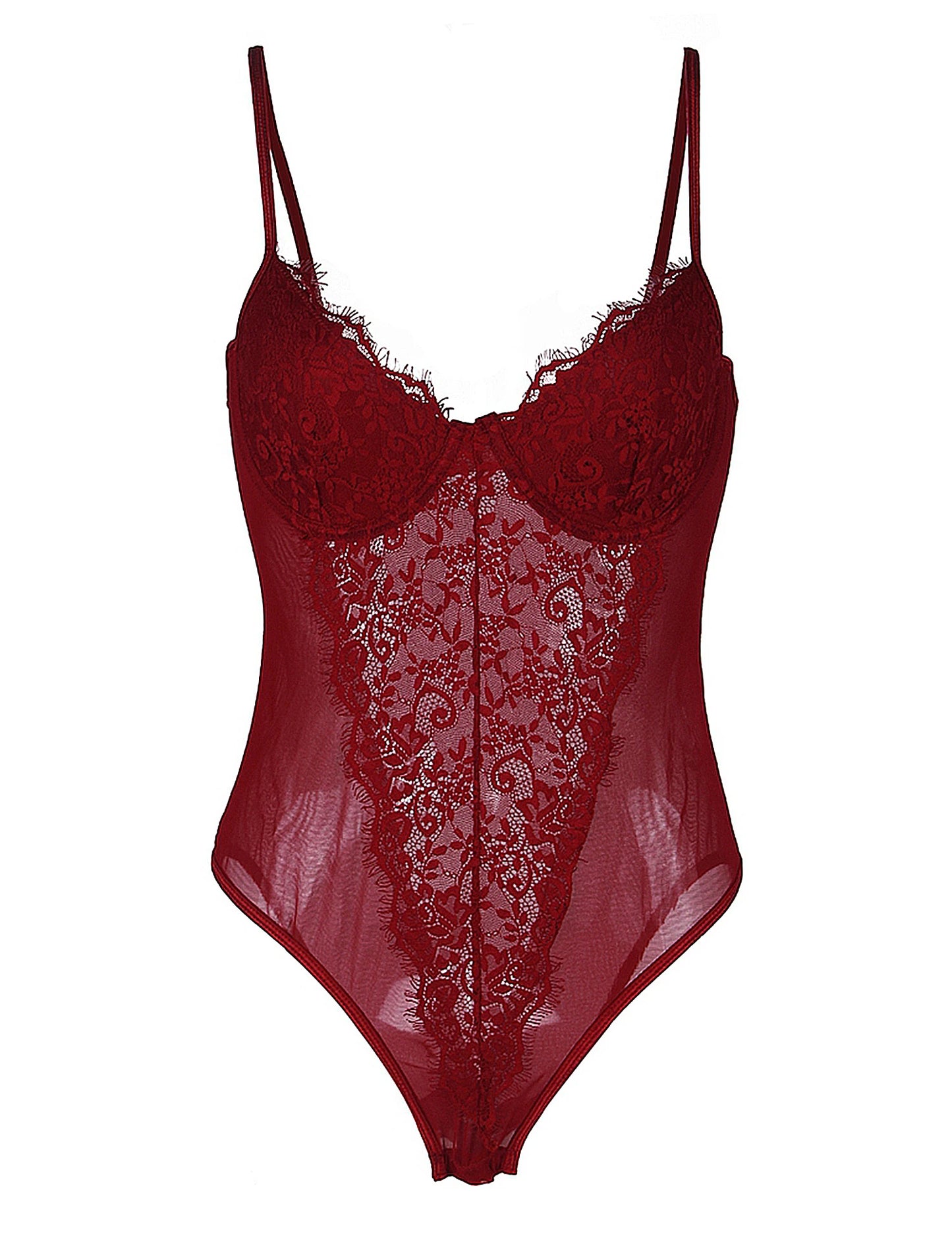 Comeondear Plus Size Crotch Open Bodysuits Red High Quality Lace Splicing Teddy With Underwire Sexy Jumpsuits Overalls for Women