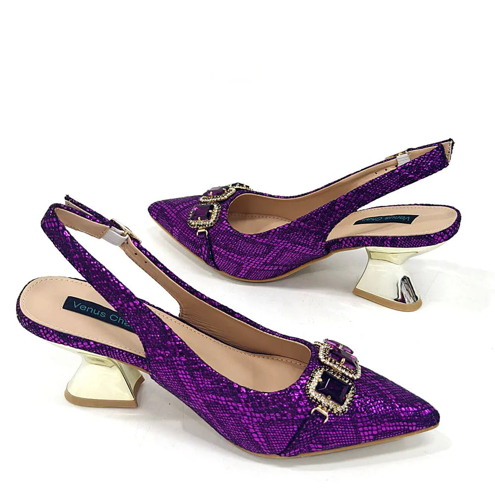 Newest Style Teal Sky Color Platform Design Peep Toe Ladies Shoes Matching Bag Set For Mature Women Heel Party Pump