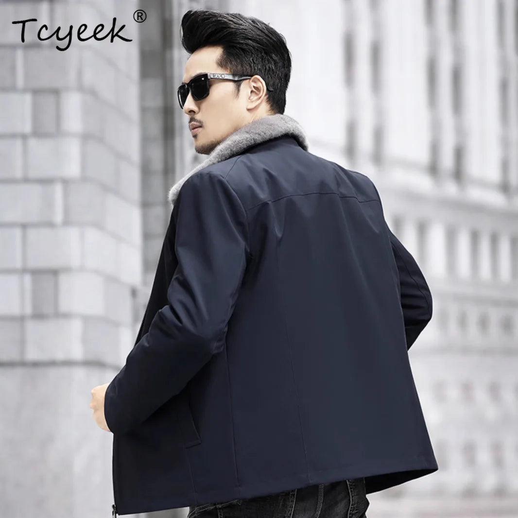 Tcyeek Real Mink Fur Coat Man Winter Jacket for Men Clothes Mid-lengthReal Fur Parka New in Outerwears 2026 Casaco Masculino