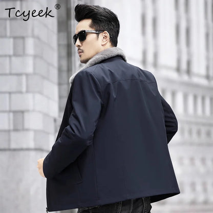 Tcyeek Real Mink Fur Coat Man Winter Jacket for Men Clothes Mid-lengthReal Fur Parka New in Outerwears 2026 Casaco Masculino