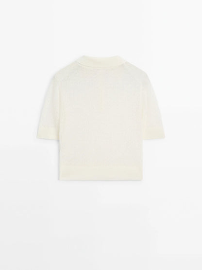 Ethereal Traf Md 2026 YAZHIMEI autumn new style of Temperament commuter cut-out Polo neck short-sleeved knitwear for women