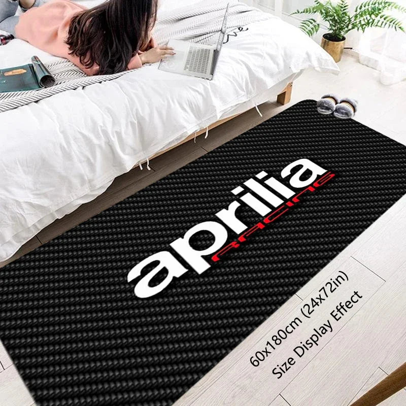 VIKAMA Motorcycle Racing Rug - Non-Slip Floor Mat for Entrance, Anti-Skid Bedside Carpet with Bike Print Home Decor