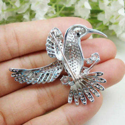 Exquisite Shiny Rhinestone Hummingbird Brooches For Women Clothing Coat Jewelry Accessries Gift