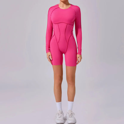 Yoga Sports Fitness Jumpsuits Sets Pants Women's Hip-lifting One-piece Open Back Long-sleeved Outdoors Workout Gym Yoga Bodysuit