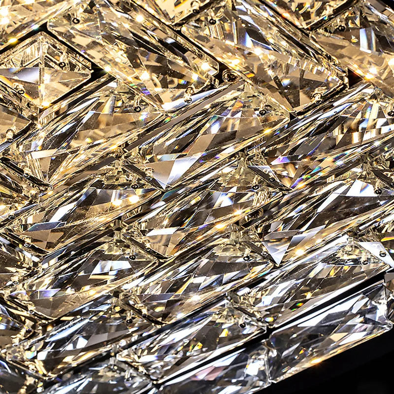 Modern Nordic Luxury Crystal LED Ceiling Light Gold Chrome Flush Mount Lamp for Living Dining Room Bedroom Home Decor Lighting