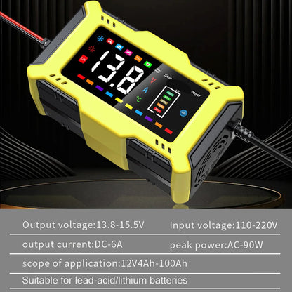 Car Battery Charger Intelligent Smart Battery Charging Universal 12V 10A/6A Fast Power Charging Pulse Repair Tools For SUV Motorcycle Truck RV