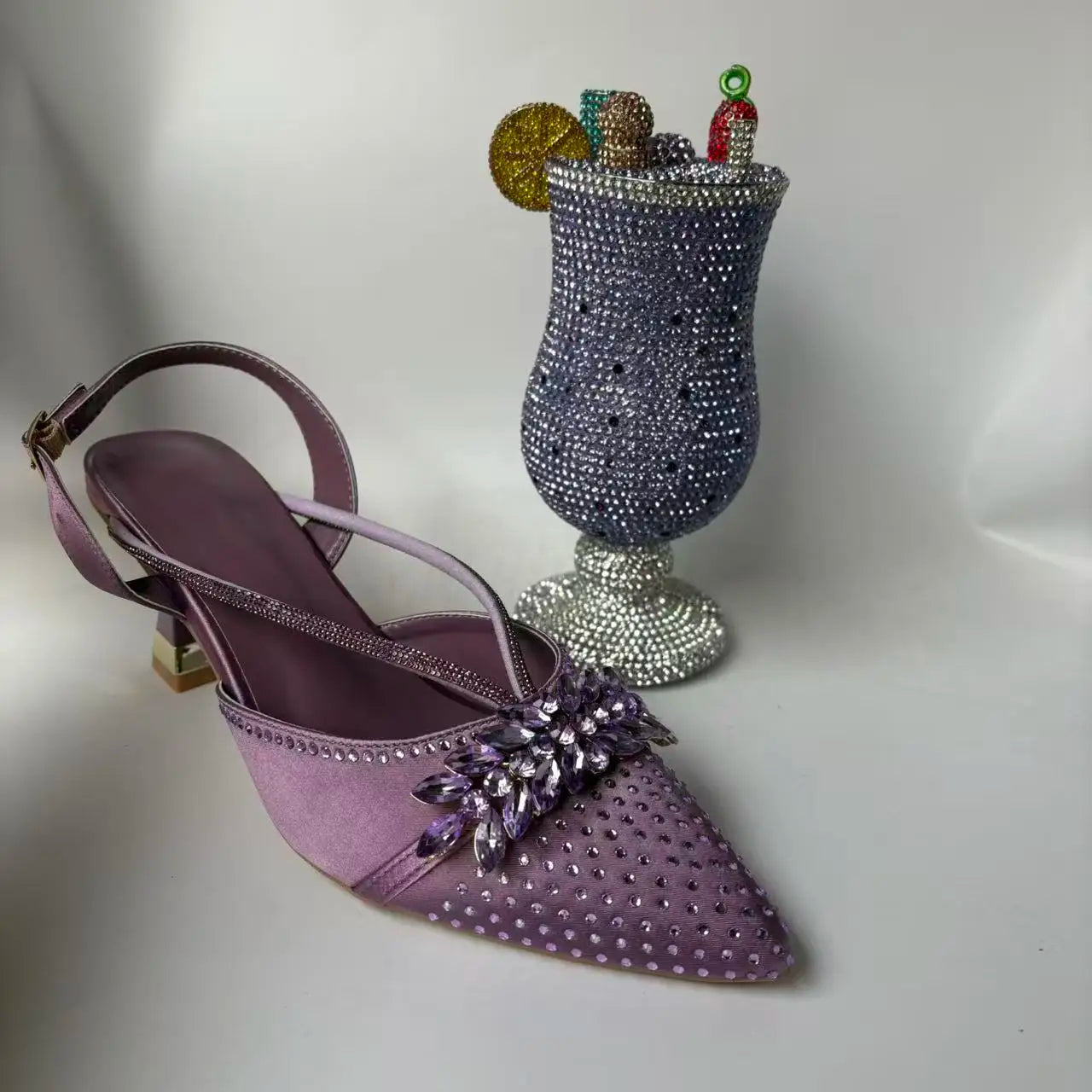 Insightlink Elegant Italian Design Pink Butterfly Shoes and Bag Set for Women - Perfect for Parties and Weddings
