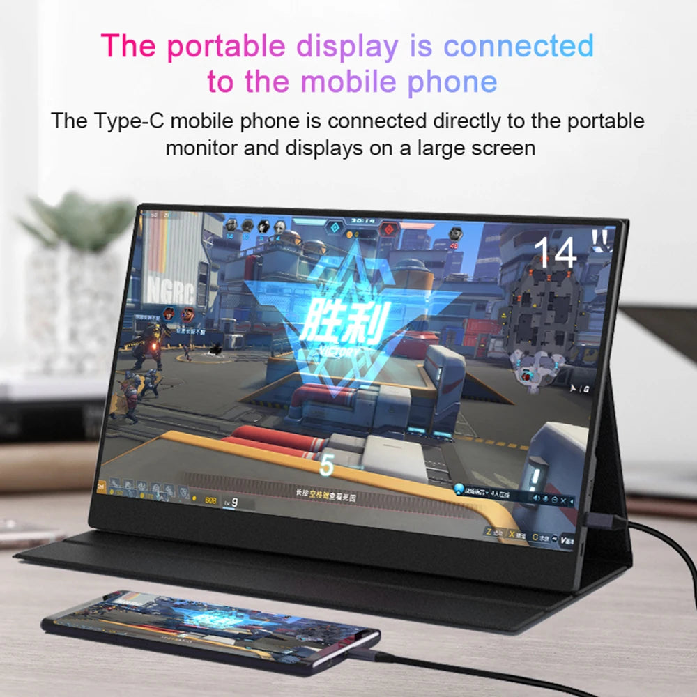 14 Inch Portable Monitor 2.2K for Laptop, Xbox, PS4/5, Switch, TV Box, Cell Phone, PC Extension Monitor for Office and Gaming