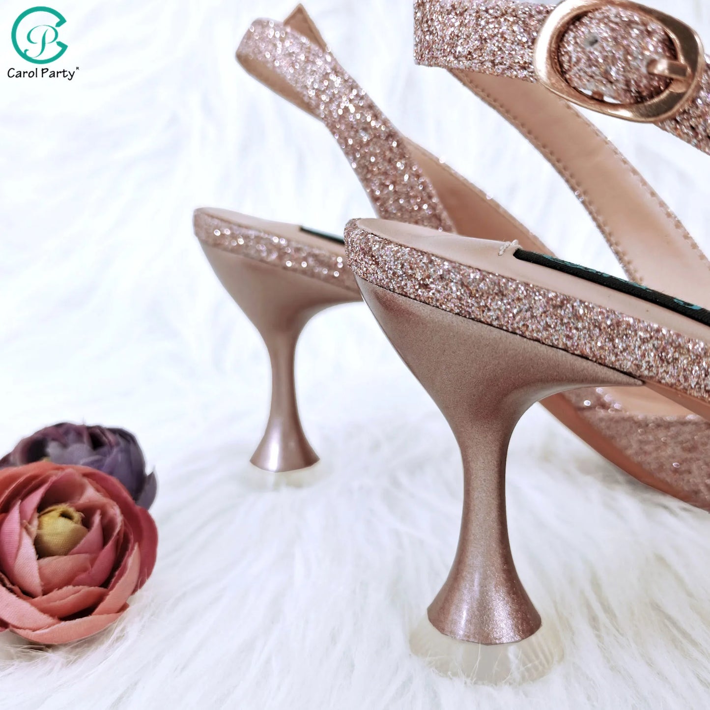Nigerian Banquet Shoes and Bags African Fashion Peach Ladies Matching Shoes and Bags Pointed Toe High Heels Wedding Party