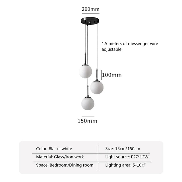 Glass Ball Led Pendant Lamp Modern Fixtures Chandelier Lights for Dining Room Indoor Hotel Lobby Home Decor Stairs Hanging Lamp