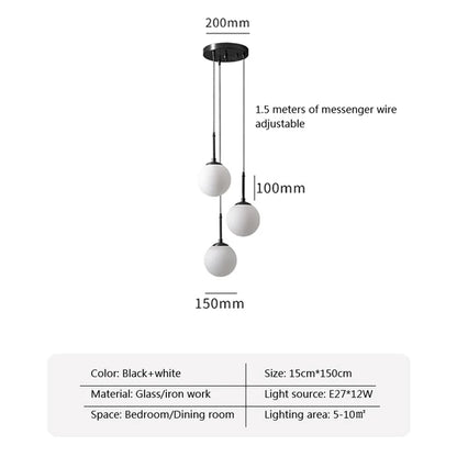Glass Ball Led Pendant Lamp Modern Fixtures Chandelier Lights for Dining Room Indoor Hotel Lobby Home Decor Stairs Hanging Lamp