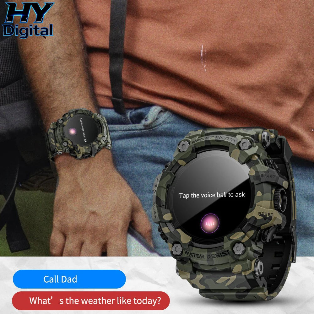HY Digital LOKMAT Outdoor Smartwatch 1.32 Inch BT Call Smart Watch Men Sports Fitness Tracker Compass Smartwatch for Android IOS