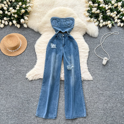 Hollow Out Jumpsuits Hole Denim Jumpsuit Woman Sleeveless Women Pants Casual One Pieces Summer 2026 New Design Ropa Mujer