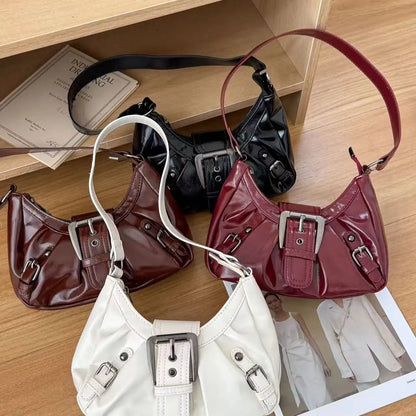 Y2K Retro Pleated Hobo Shoulder Bag for Women Hot Selling Maillard Style Underarm Bag Clutch Handbags for Travel Work Shopping